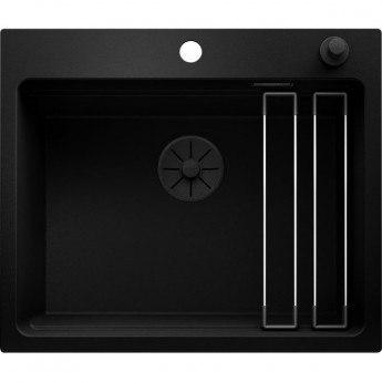Кухонная мойка BLANCO ETAGON 6 BLACK EDITION с черной отводной арматурой InFino 